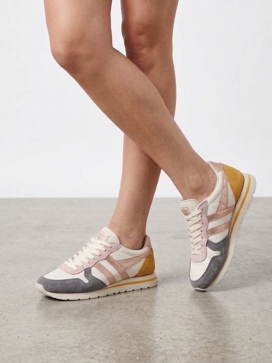 Gola Shoes - Gola Womens Classics Daytona Quadrant Sneaker in Off White/Ash/Rose Gold/Sun